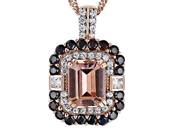 Picture of Morganite Simulant, Mocha, And White Cubic Zirconia 18k Rose Gold Over Silver Pendant 4.32ctw