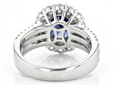 Blue And White Cubic Zirconia Platinum Over Sterling Silver Ring 6.43ctw