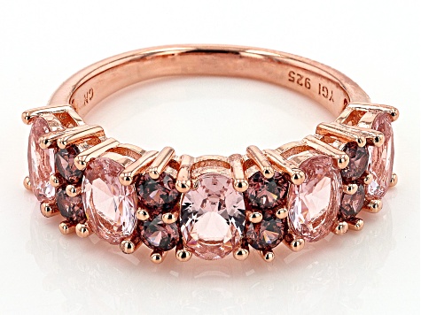 Morganite Simulant And Blush Cubic Zirconia 18k Rose Gold Over Sterling Silver Ring 3.84ctw