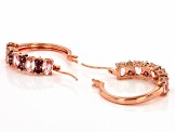 Morganite Simulant And Blush Cubic Zirconia 18k Rose Gold Over Sterling Silver Hoops 7.68ctw