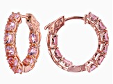 Morganite Simulant 18k Rose Gold Over Sterling Silver Hoops 3.60ctw