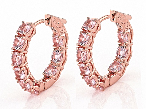 Morganite Simulant 18k Rose Gold Over Sterling Silver Hoops 3.60ctw