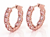 Morganite Simulant 18k Rose Gold Over Sterling Silver Hoops 3.60ctw