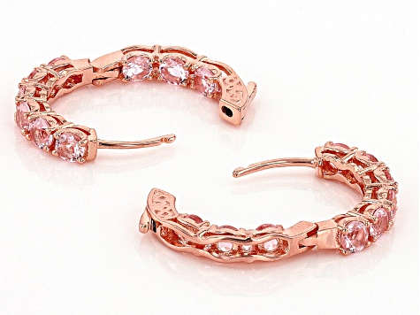 Morganite Simulant 18k Rose Gold Over Sterling Silver Hoops 3.60ctw