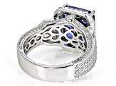 Blue And White Cubic Zirconia Rhodium Over Sterling Silver Ring 11.94ctw