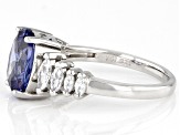 Blue And White Cubic Zirconia Rhodium Over Sterling Silver Ring 5.53ctw