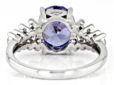 Blue And White Cubic Zirconia Rhodium Over Sterling Silver Ring 5.53ctw