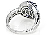 Blue And White Cubic Zirconia Rhodium Over Sterling Silver Ring 3.95ctw