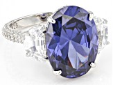 Blue And White Cubic Zirconia Platinum Over Sterling Silver Ring 19.81ctw