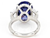 Blue And White Cubic Zirconia Platinum Over Sterling Silver Ring 19.81ctw