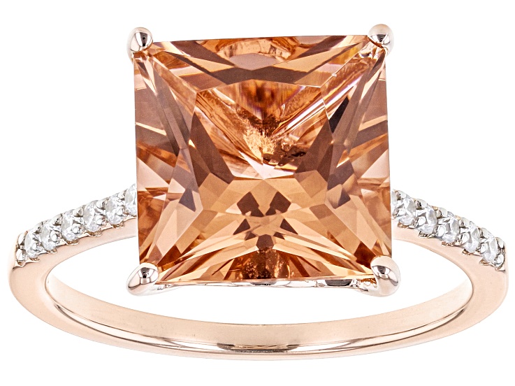 Morganite Simulant And White Cubic Zirconia 18k Rose Gold