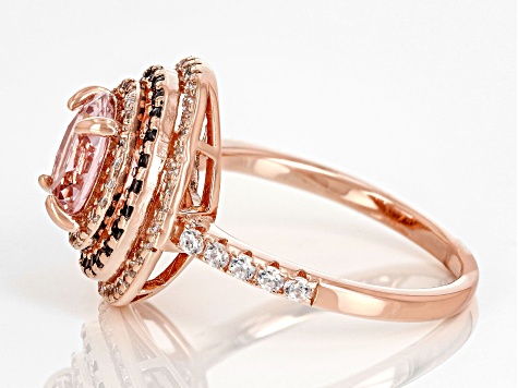 Pink Morganite Simulants And Brown And White Cubic Zirconia 18k Rose Gold Over Sterling Silver Ring