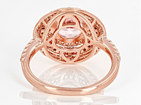 Pink Morganite Simulants And Brown And White Cubic Zirconia 18k Rose Gold Over Sterling Silver Ring