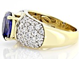 Blue And White Cubic Zirconia 18k Yellow Gold Over Sterling Silver Ring 6.00ctw