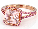 Morganite Simulant and Lab Created Pink Sapphire 18K Rose Gold Over Sterling Silver Ring 2.63ctw