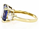Blue And White Cubic Zirconia 18k Yellow Gold Over Sterling Silver Ring 11.53ctw