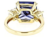 Blue And White Cubic Zirconia 18k Yellow Gold Over Sterling Silver Ring 11.53ctw