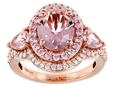 Morganite Simulant, Pink, And White Cubic Zirconia 18k Rose Gold Over  Silver Ring 4.05ctw