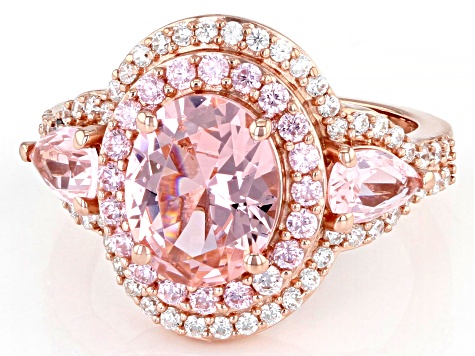 Morganite Simulant, Pink, And White Cubic Zirconia 18k Rose Gold