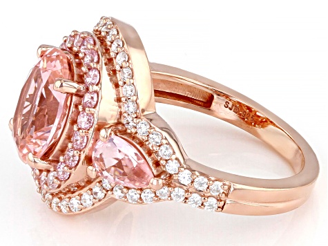 Morganite Simulant, Pink, And White Cubic Zirconia 18k Rose Gold