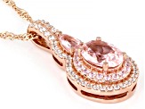 Morganite Simulant, Pink And White Cubic Zirconia 18k Rose Gold Over Sterling Silver Pendant 1.75ctw