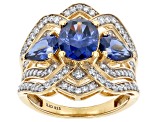 Blue And White Cubic Zirconia 18k Yellow Gold Over Sterling Silver Ring 5.75ctw