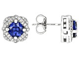 Blue And White Cubic Zirconia Rhodium Over Sterling Silver Earrings 4.01ctw