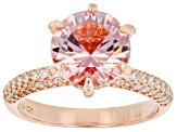 Morganite Simulant And White Cubic Zirconia 18k Rose Gold Over Sterling Silver Ring 4.38ctw