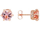 Morganite Simulant And White Cubic Zirconia 18k Rose Gold Over Sterling Silver Earrings 4.24ctw