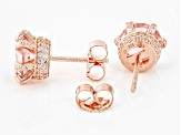 Morganite Simulant And White Cubic Zirconia 18k Rose Gold Over Sterling Silver Earrings 4.24ctw