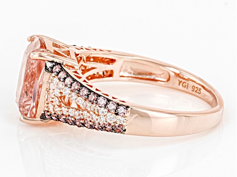 Morganite Simulant, Blush, And White Cubic Zirconia 18k Rose Gold Over Sterling Silver Ring