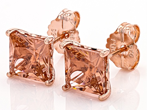 Morganite Simulant 18K Rose Gold Over Sterling Silver Earrings 4.00ctw