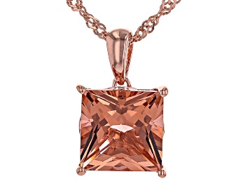 Picture of Peach Morganite Simulant 18k Rose Gold Over Sterling Silver Pendant with Chain 5.03ctw
