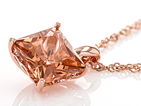 Peach Morganite Simulant 18k Rose Gold Over Sterling Silver Pendant with Chain 5.03ctw