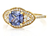 Blue And White Cubic Zirconia 18k Yellow Gold Over Sterling Silver Ring 3.31ctw