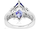 Blue And White Cubic Zirconia Rhodium Over Sterling Silver Ring 6.08ctw