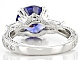 Blue And White Cubic Zirconia Platinum Over Sterling Silver Ring 8.85ctw