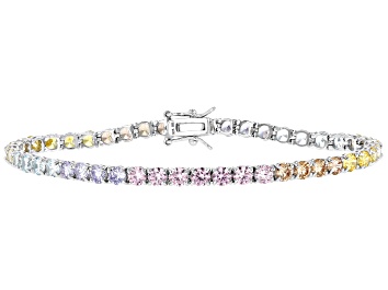 Picture of Multi Color, Cubic Zirconia Rhodium Over Sterling Silver Tennis Bracelet 17.50ctw