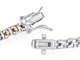 Multi Color, Cubic Zirconia Rhodium Over Sterling Silver Tennis Bracelet 17.50ctw