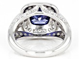 Blue And White Cubic Zirconia Platinum Over Sterling Silver Ring 5.05ctw