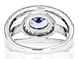 Blue And White Cubic Zirconia Rhodium Over Sterling Silver Ring 3.71ctw