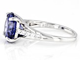 Blue And White Cubic Zirconia Rhodium Over Sterling Silver Ring 5.62ctw