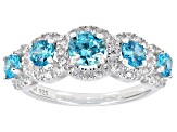 Blue And White Cubic Zirconia Rhodium Over Sterling Silver Ring 2.74ctw