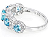 Blue And White Cubic Zirconia Rhodium Over Sterling Silver Ring 2.74ctw