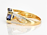 Blue And White Cubic Zirconia 18K Yellow Gold Over Sterling Silver Ring 8.75ctw