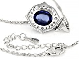 Blue Cabochon And White Cubic Zirconia Rhodium Over Sterling Silver Pendant with Chain 11.77ctw
