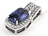 Blue And White Cubic Zirconia Rhodium Over Silver Pendant With Chain 6.15ctw