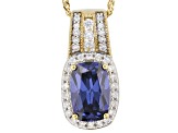 Blue And White Cubic Zirconia 18k Yellow Gold Over Silver Pendant With Chain 6.15ctw