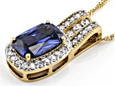 Blue And White Cubic Zirconia 18k Yellow Gold Over Silver Pendant With Chain 6.15ctw