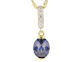 Blue And White Cubic Zirconia 18k Yellow Gold Over Sterling Silver Pendant With Chain 3.58ctw
